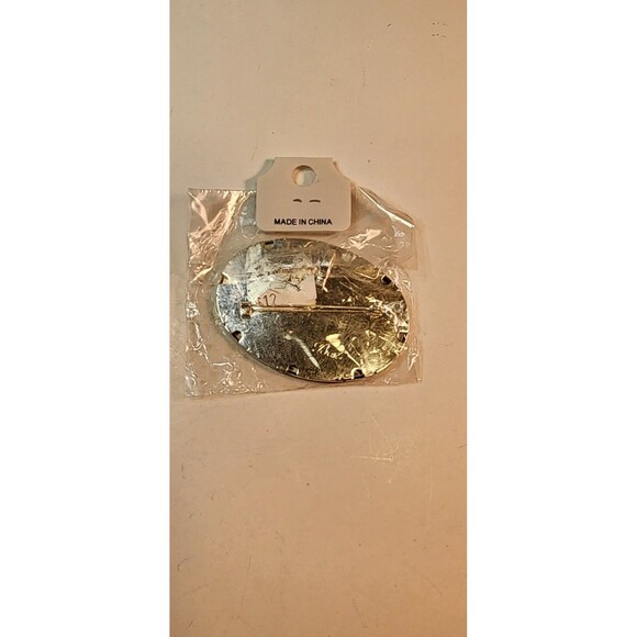 BEST Oval Christmas Tree Reindeer Two Tone Brooch Pendant Vintage New In Pkg - Picture 5 of 7